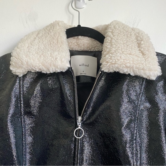 ARITZIA Wilfred Tempest Jacket • Black Faux Leather Vegan Sherpa • M Medium - Picture 4 of 9